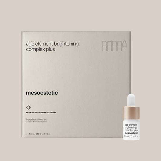 Slika Mesoestetic Age Element Brightening Complex Plus - sofisticirani serum u elegantnoj bočici, idealan za posvjetljivanje kože i smanjenje hiperpigmentacije