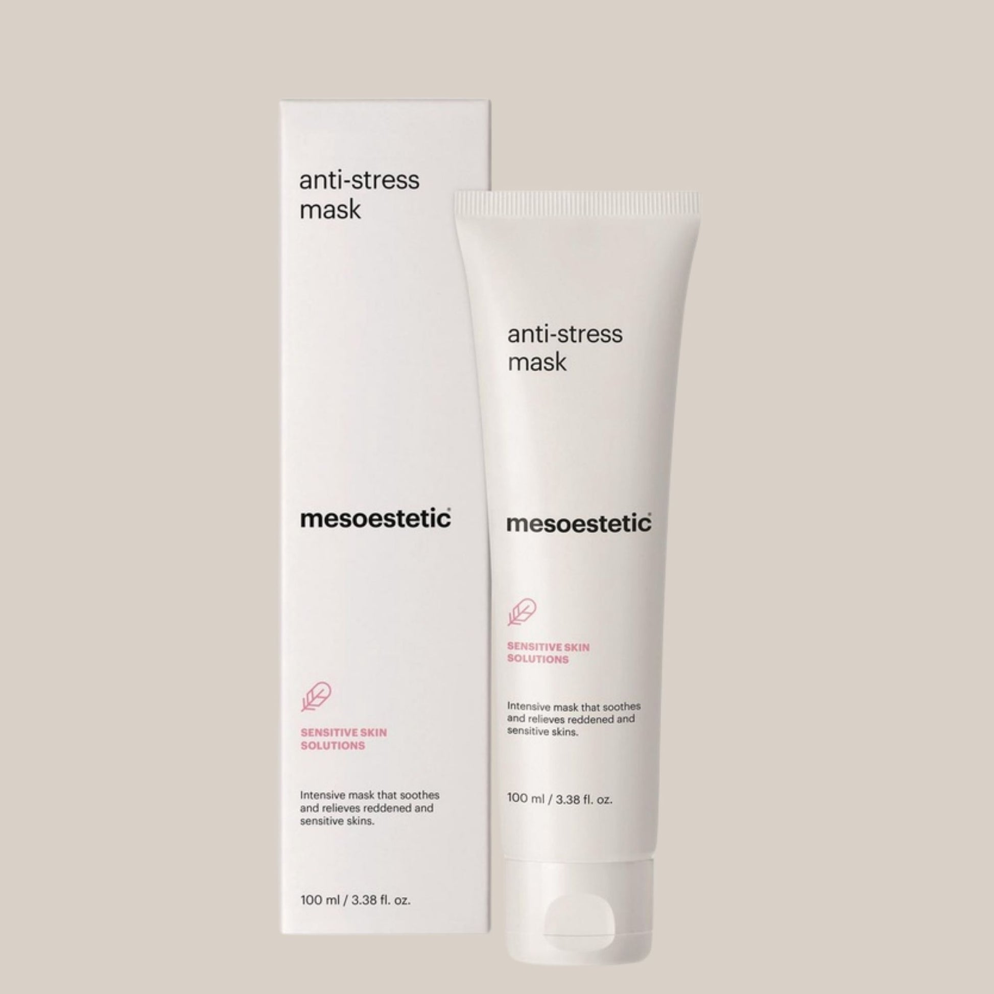 Mesoestetic Anti-Stress Mask - luksuzna maska u elegantnoj bočici, idealna za smanjenje stresa na koži, crvenila i poboljšanje hidratacije