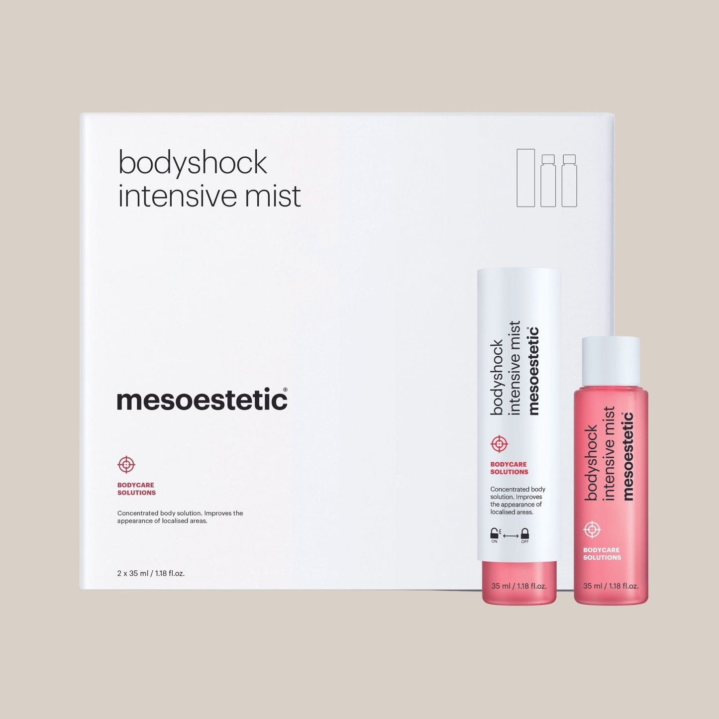 Slika Mesoestetic Bodyshock Intensive Mist - luksuzni sprej za tijelo u elegantnoj bočici, idealan za poboljšanje tonusa, elastičnosti kože i smanjenje celulita.