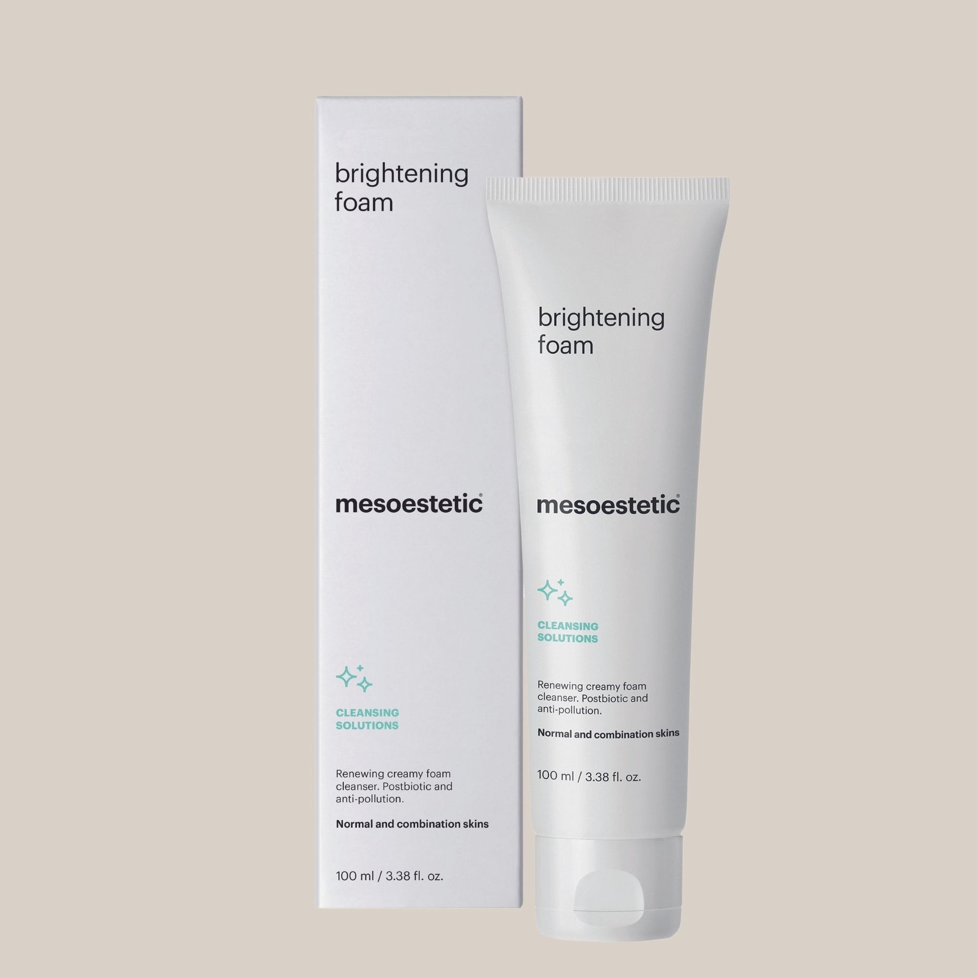 Slika Mesoestetic Brightening Foam - luksuzna pjena za čišćenje u elegantnoj bočici, koja posvjetljuje kožu, uklanja nečistoće i poboljšava ujednačenost tena