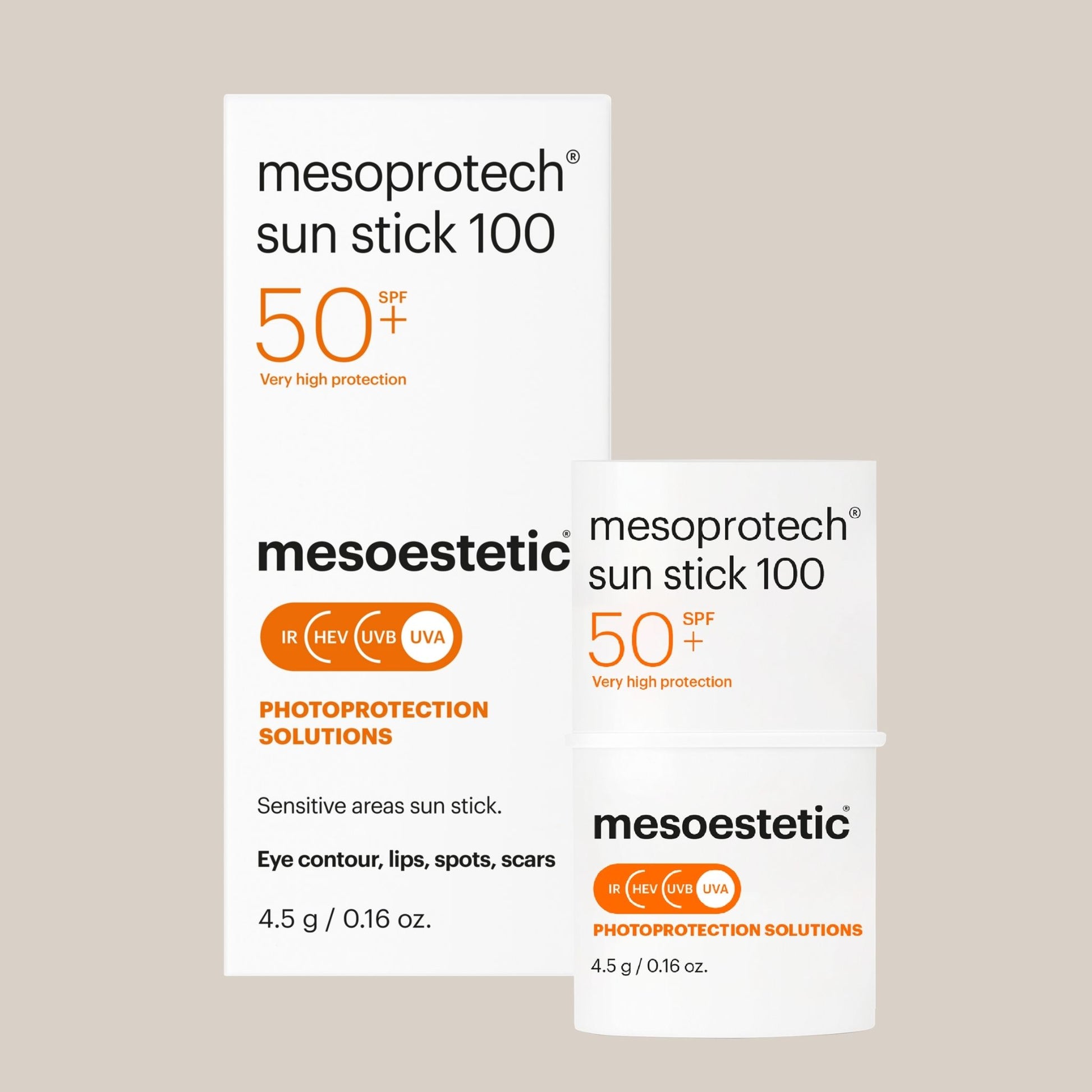 Slika Mesoprotech Sun Stick - praktičan stick za sunčanu zaštitu s visokim faktorom, idealan za osjetljiva područja poput lica i usana, pruža intenzivnu zaštitu od UV zraka