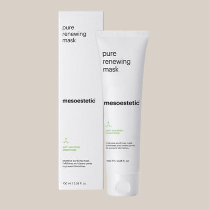 Slika Mesoestetic Pure Renewing Mask - elegantna obnavljajuća maska za lice koja uklanja mrtve stanice i poboljšava teksturu kože, čineći je glatkom i blistavom.